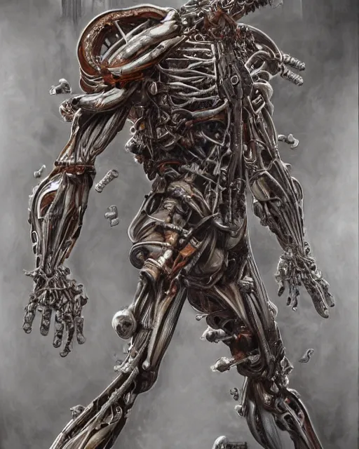 Prompt: art by frank franzetta, biomechanical, 4 k, hyper detailed