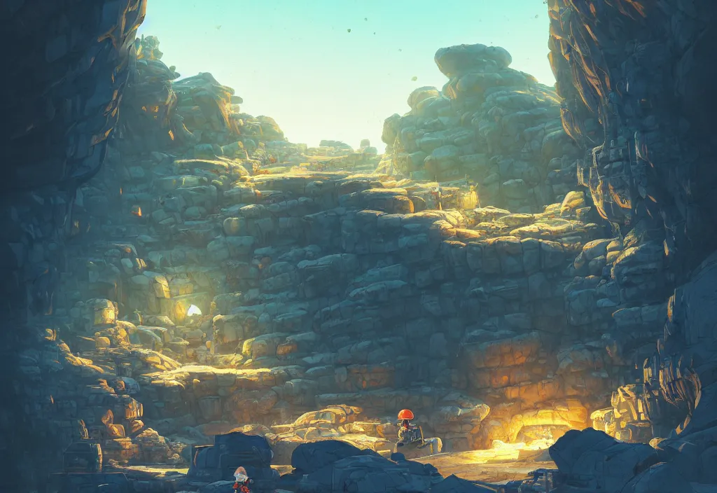 Image similar to chubby futuristic mining cart in a dark cave with piles of rocks in the background, intricate oil painting, high detail illustration, sharp high detail, manga and anime 1 9 9 9, official fanart behance hd artstation by jesper ejsing and makoto shinkai, 4 k,