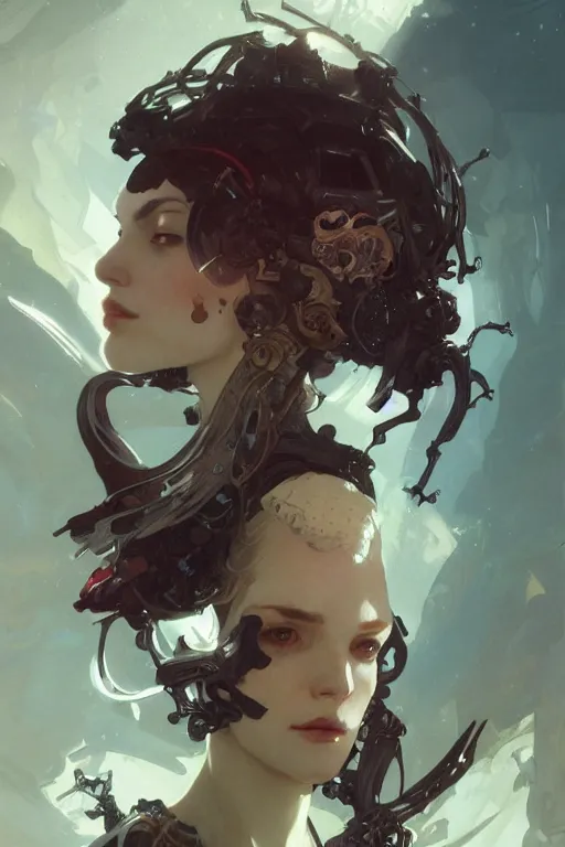 Image similar to A full portrait of a space pirate, intricate, elegant, highly detailed, digital painting, artstation, concept art, smooth, sharp focus, illustration, art by Krenz Cushart and Artem Demura and alphonse mucha