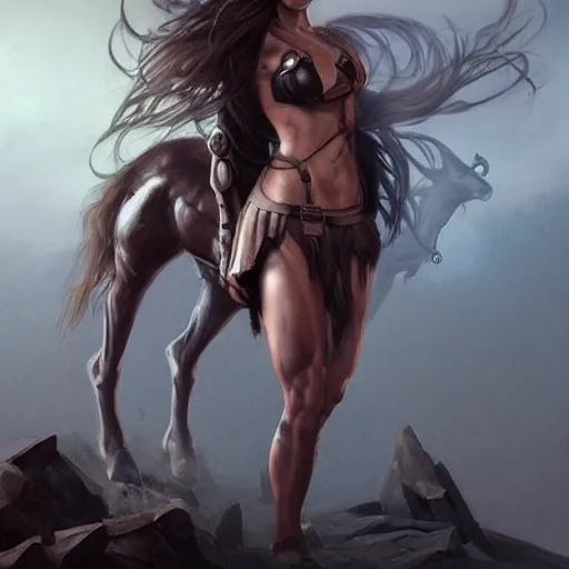 a muscular fantasy warrior woman wearing armour