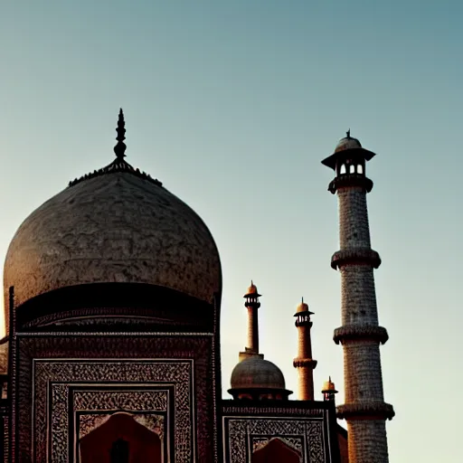 Prompt: detailed 3 d render of taj mahal made of black glass. octane render, maya render, extremely detailed, realistic