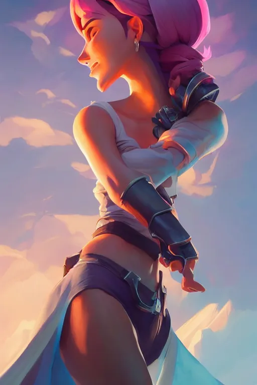 Image similar to epic lady portrait stylized as fornite style game design fanart by concept artist gervasio canda, behance hd by jesper ejsing, by rhads, makoto shinkai and lois van baarle, ilya kuvshinov, rossdraws radiating a glowing aura global illumination ray tracing hdr render in unreal engine 5