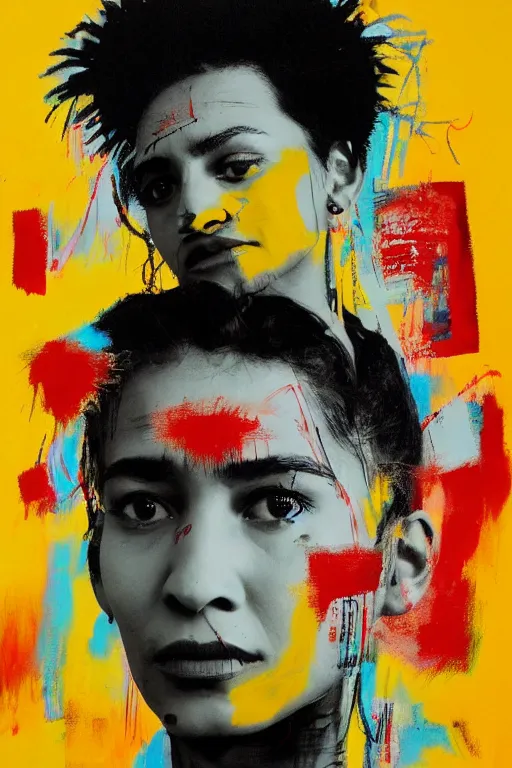 Image similar to cinta laura in the style of jean michel basquiat