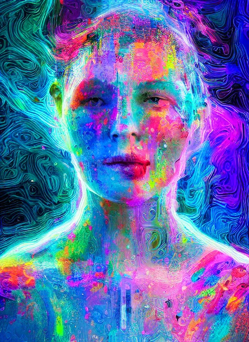 Image similar to groups of happy humans hand painting detailed flow of beautiful digital objects, text morphing into objects, highly detailed, super realistic, perfect lighting pixel sorting, style sheet