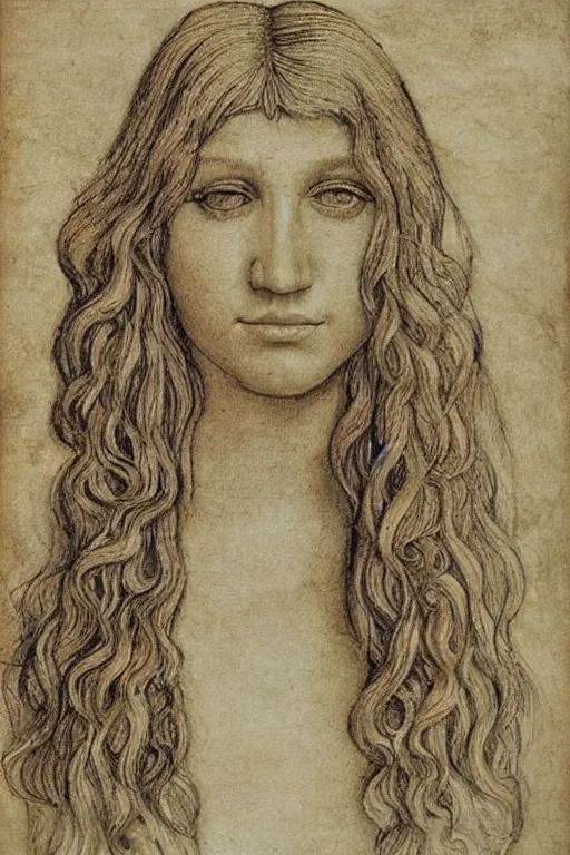 Image similar to a portrait of kesha in the style of leonardo da vinci drawing,, single head, no double head,