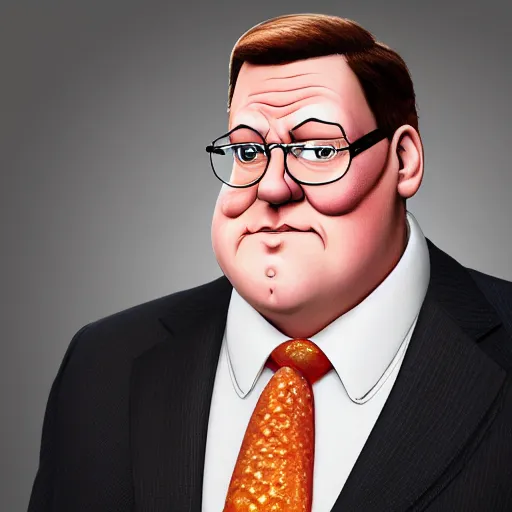 Image similar to portrait of peter griffin as a real person. hyper real skin. very detailed. 4 k photograph.