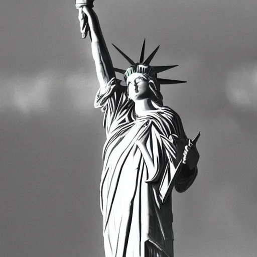 Image similar to megan fox as statue of liberty