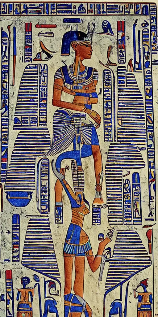 Image similar to egyptian hieroglyph blueprints to a spaceship