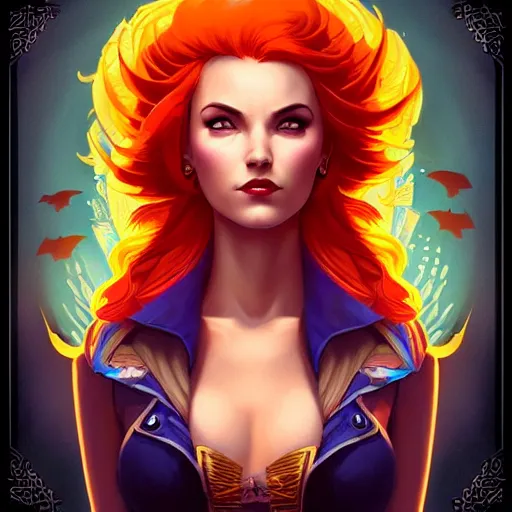 Image similar to Lofi magicpunk portrait triss merigold with a phoenix, Pixar style by Tristan Eaton Stanley Artgerm and Tom Bagshaw