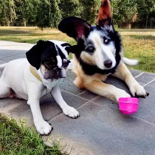 Prompt: dogs eating ice cream