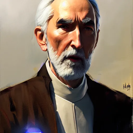 Image similar to greg manchess portrait painting of armored count dooku as overwatch character, medium shot, asymmetrical, profile picture, organic painting, sunny day, matte painting, bold shapes, hard edges, street art, trending on artstation, by huang guangjian and gil elvgren and sachin teng