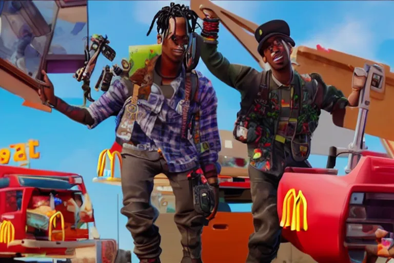 Image similar to Travis Scott fortnite playstation 5 mcdonalds