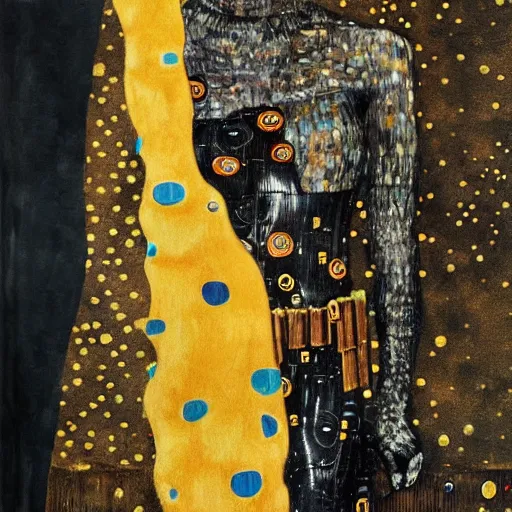 Prompt: realistic Batman wearing a costume designed by gustav Klimt , detailed, 4k