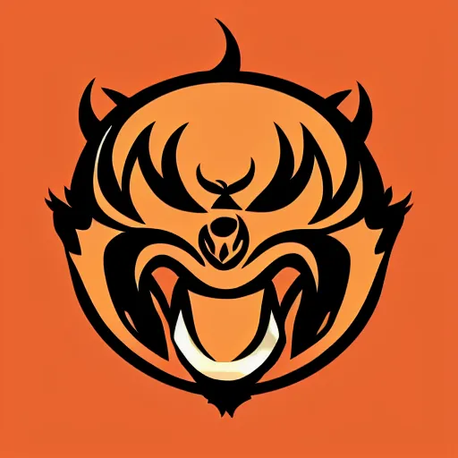 Prompt: hellish demon beaver logo, clean, stylized