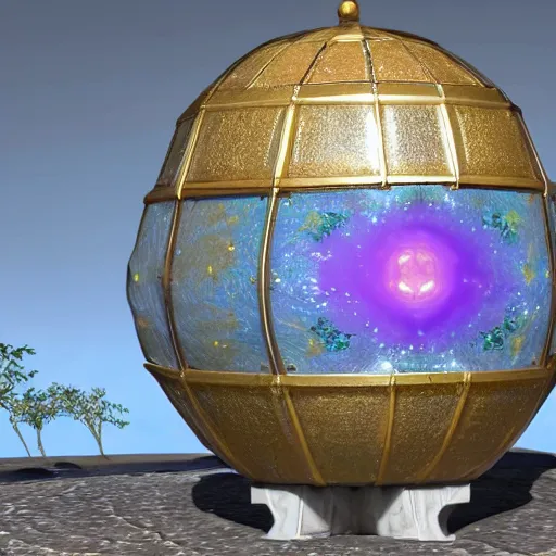 Image similar to a gigantic faberge egg, aetherpunk, unreal engine,