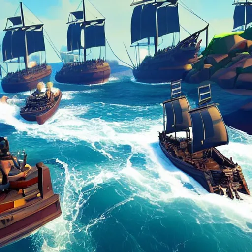 Image similar to a racing game set in sea of thieves