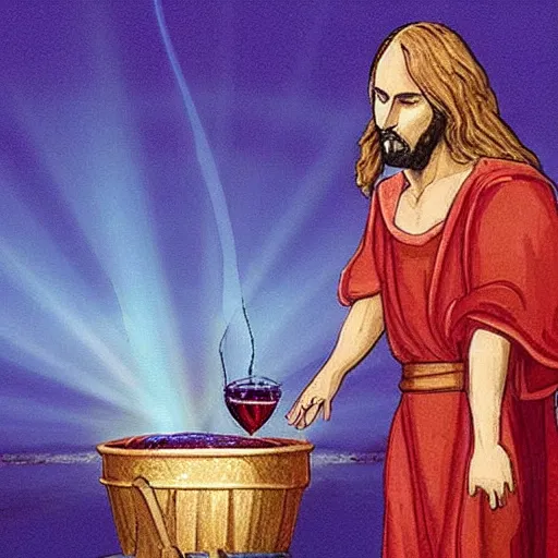 Image similar to jesus turning water into wine on America's got talent