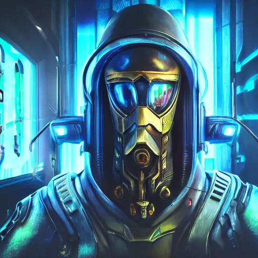 Image similar to high quality portrait of a starcraft Protoss Zealot in a cyberpunk cyberpunk cyberpunk cafe, realism, 8k, award winning photo