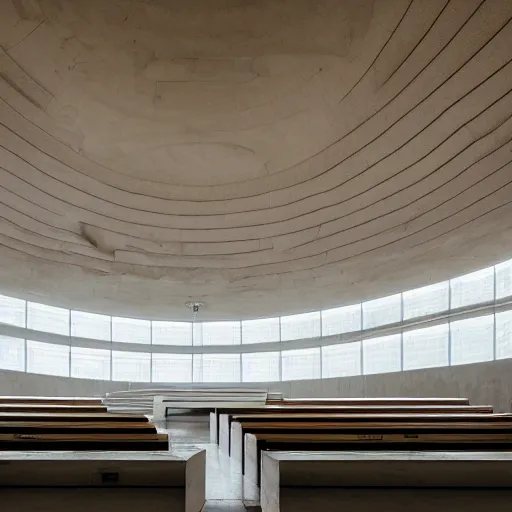 Image similar to a scifi church built in brutalist architecture, wild unique building geometry, combination of sharp and rounded elements, photography