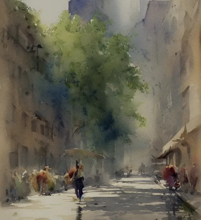 Prompt: a beautiful watercolor painting by Joseph Zbukvic