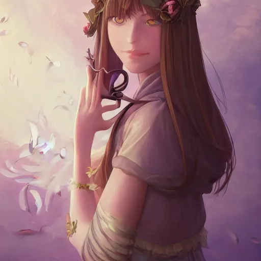 Prompt: a stunning portrait of an olive - skinned witch with cat ears wearing an ornate flower dress, by makoto shinkai, wlop, andrei riabovitchev, sakimichan, summer vibes, very coherent symmetrical artwork, perfect face, studio lighting, 4 k, masterpiece, trending on artstation