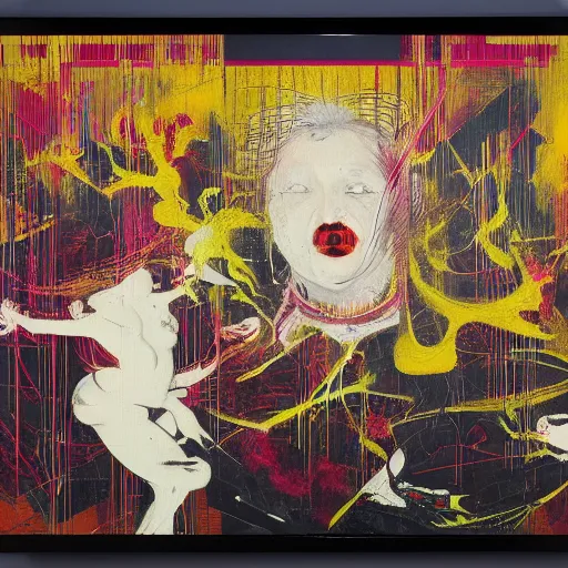 Image similar to designs from your mind with atari graphics, a brutalist designed, gothic, rich deep colours, painted by francis bacon, adrian ghenie, james jean and petra cortright, part by gerhard richter, part by takato yamamoto. 8 k masterpiece.