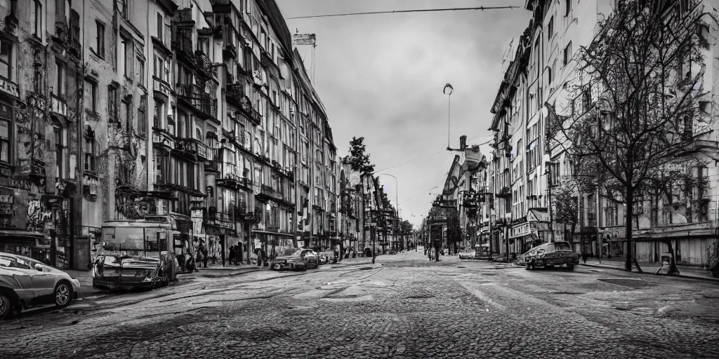 Image similar to kreuzberg streets, hyperrealistic, gritty, dark, urban photography, photorealistic, high details