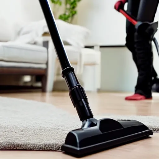 Image similar to Darth Vader vacuuming the house, photo realistic, award-winning, highly-detailed