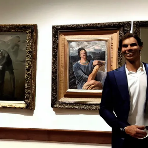 Image similar to nadal looking at a painting of himself