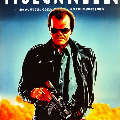 Prompt: Jack Nicholson is Terminator , film poster