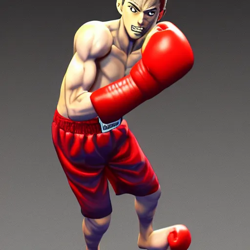 Prompt: demon boxing hero , short hair,worn pants,boxing glove made by Yusuke Murata,Tomohiro Shimoguchi, ArtStation, manga style,centered,highly detailed face,CGSociety