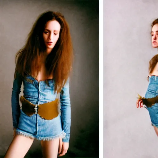 Image similar to realistic! photoshoot for a new vetements lookbook, color film photography, portrait of a beautiful woman, photo in style of Paola Kudacki , 35mm