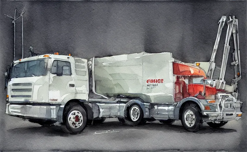 Image similar to concept art of a crane truck, pinterest, artstation trending, behance, watercolor, by coby whitmore, silver, laser light,