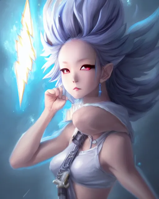 Prompt: character concept art of ssunbiki as an anime thunderstormy cloud goddess of lightning | | cute - fine - face, pretty face, realistic shaded perfect face, fine details by stanley artgerm lau, wlop, rossdraws, james jean, andrei riabovitchev, marc simonetti, and sakimichan, tranding on artstation