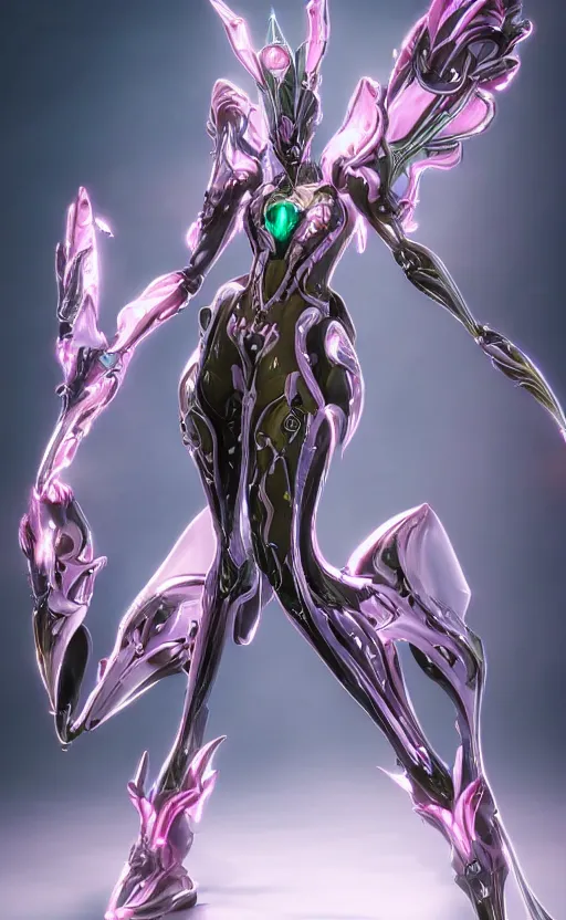 Image similar to extremely detailed goddess shot, front shot, low shot, of a beautiful saryn warframe, that's a giant beautiful stunning anthropomorphic robot female dragon with metal cat ears, standing elegantly on a mountain, detailed sharp robot dragon claws, robot dragon feet, streamlined pink armor, thick smooth warframe thighs, long elegant tail, detailed warframe fanart, destiny fanart, high quality digital art, giantess art, furry art, 3D realistic, warframe art, Destiny art, furaffinity, DeviantArt, artstation, 8k HD, octane render