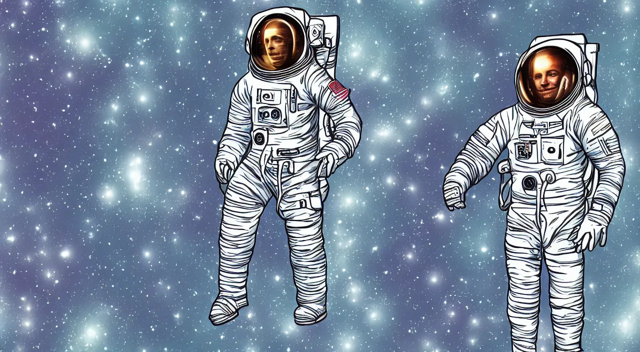 Prompt: digital art, astronaut in deep space, full body