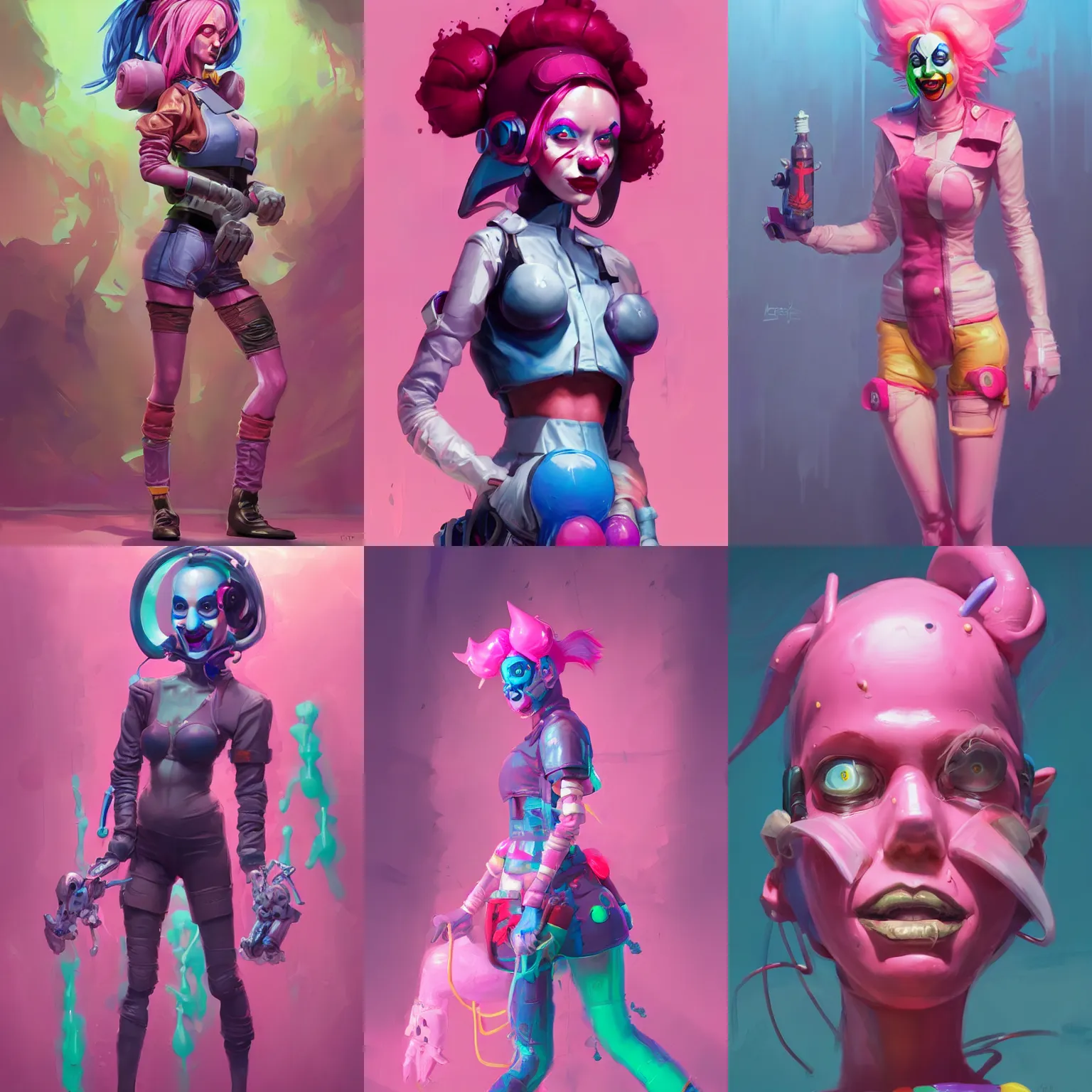 Prompt: cyberpunk clown girl made of pink slime, cartoon, transparent, behance hd artstation by jesper ejsing by rhads, makoto shinkai and lois van baarle, ilya kuvshinov, ossdraws