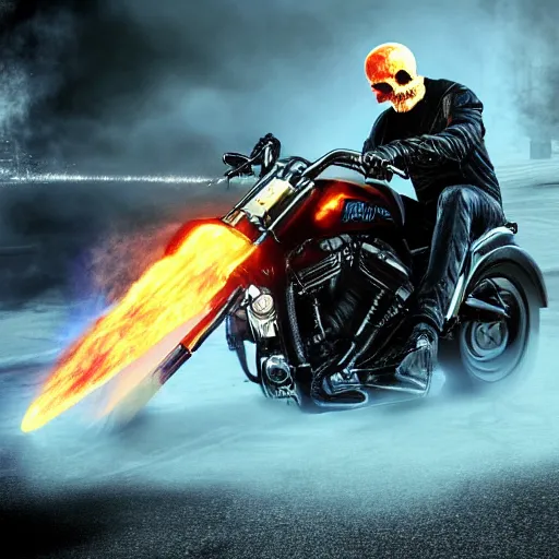 Image similar to Keanu reeves as ghost rider Digital art 4K detail