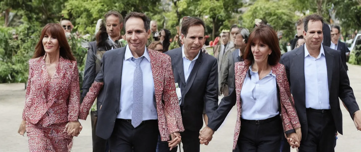 Image similar to Cristina Kirchner holding hands with Alberto Nisman