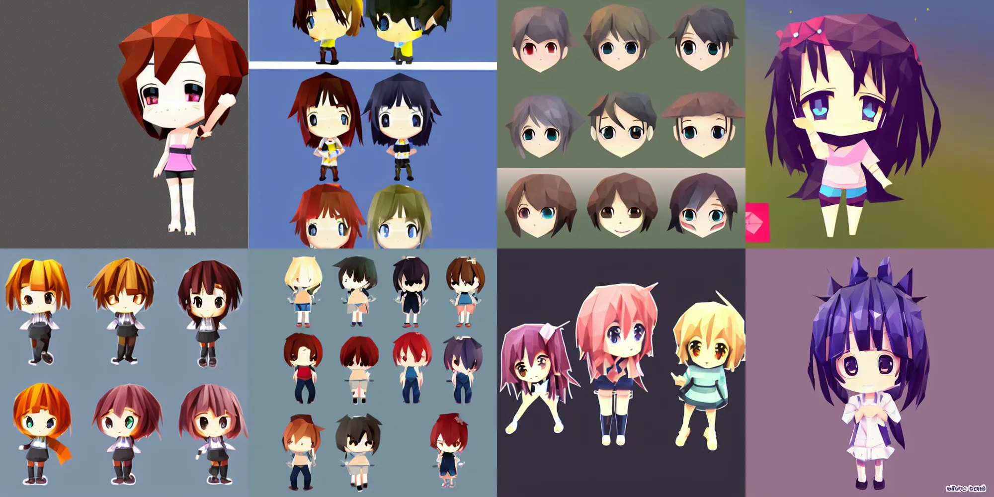Prompt: cute anime chibi, lowpoly