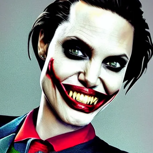 Prompt: Angelina Jolie as The Joker