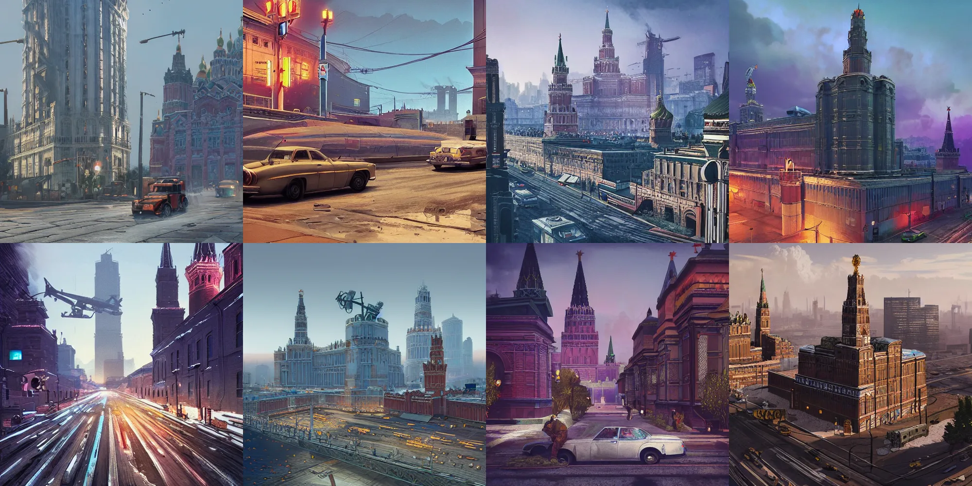 Prompt: “a beautiful highly detailed matte painting of a Moscow Russian, gta v, gta iv, by Jose Daniel Cabrera Pena and Leonid Kozienko, concept art by Tooth Wu and wlop and beeple and dan mumford and greg rutkowski and nekroxiii. octane render, cinematic, hyper realism, octane render, 8k, iridescent accents. vibrant, teal and gold blue red dark noir colour scheme”