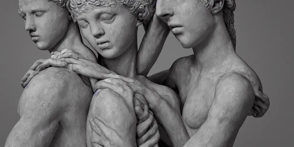 Prompt: greek sculpture of intertwined bodies by james jean, redshift, octane