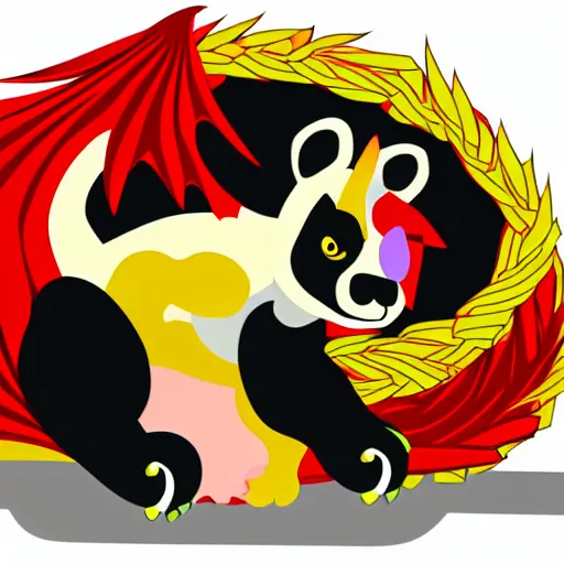 Image similar to vector art of welsh dragon and panda mixed, intercrossed, chimera, adobe illustrator