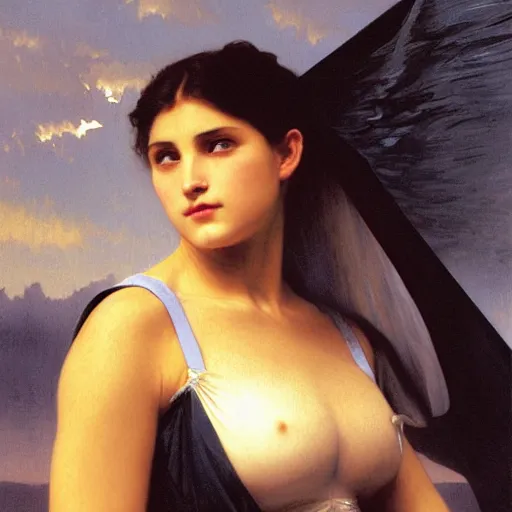 Image similar to Painting of Batman. Art by william adolphe bouguereau. During golden hour. Extremely detailed. Beautiful. 4K. Award winning.