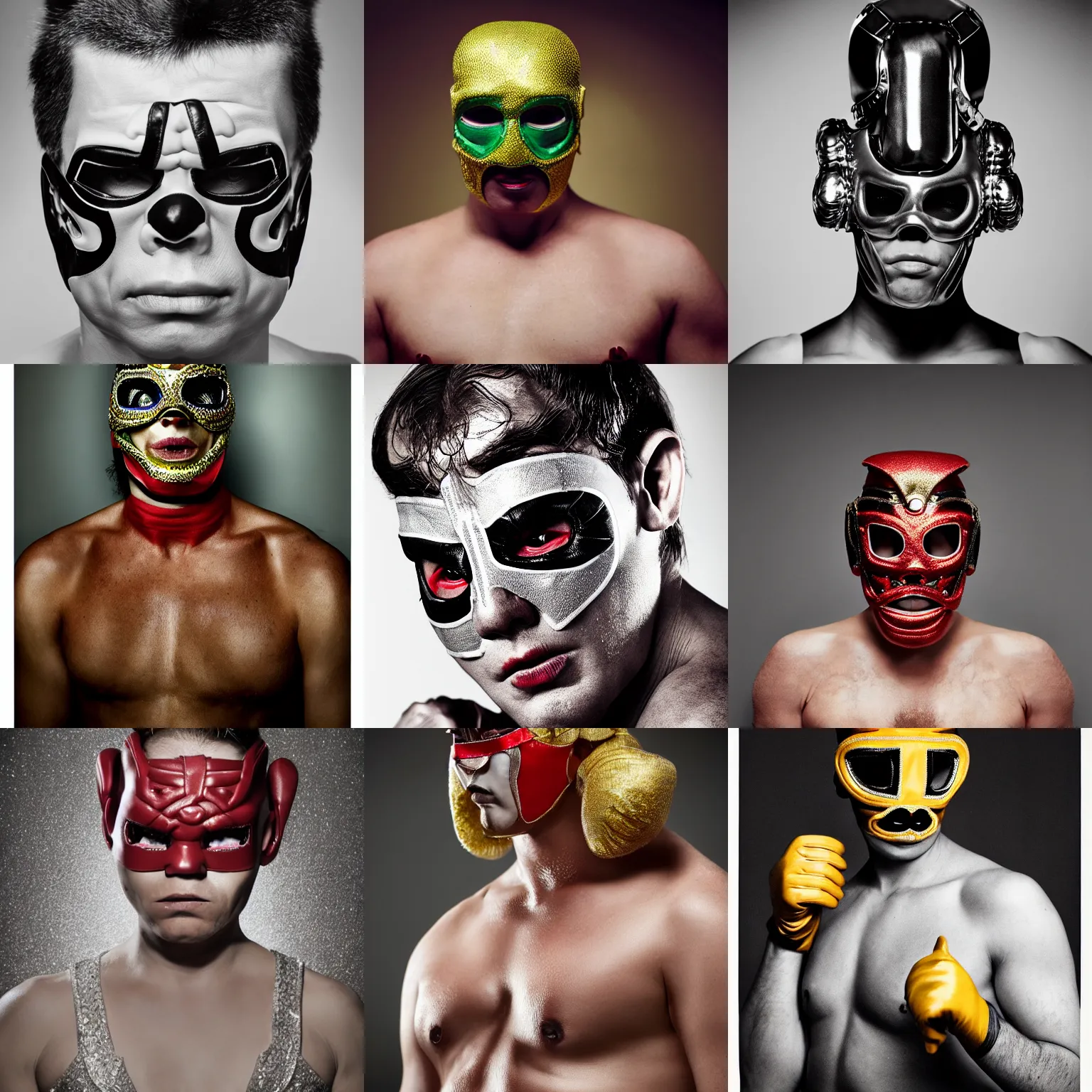 Prompt: glamour shot of luchador portrait photograph by erwin olaf