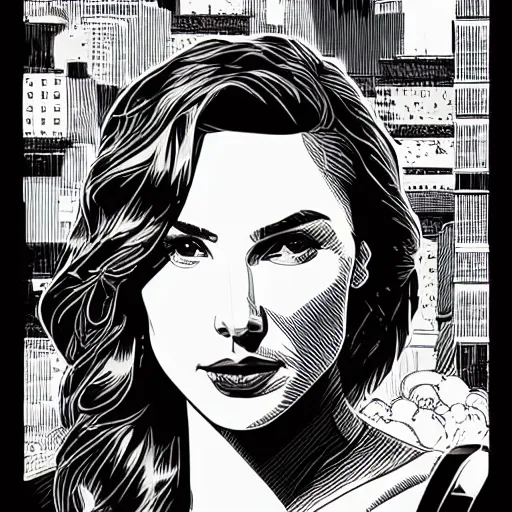 Prompt: portrait of gal gadot, by laurie greasley and james stokoe