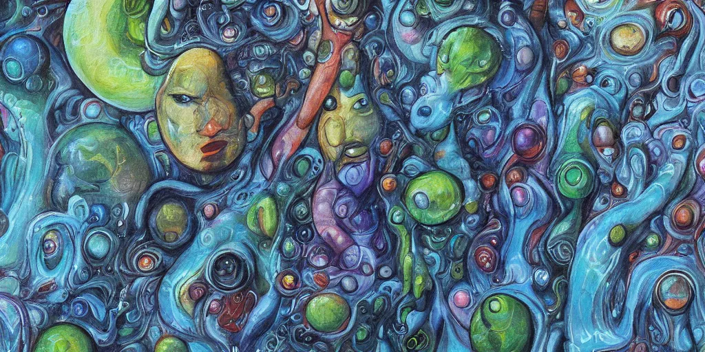 Prompt: detailed painting of beings from another planet