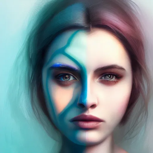 Image similar to face fractal portrait of a woman, inspired by mandy jurgens, face accessories, light make up, 4 k, high detailed, illustration