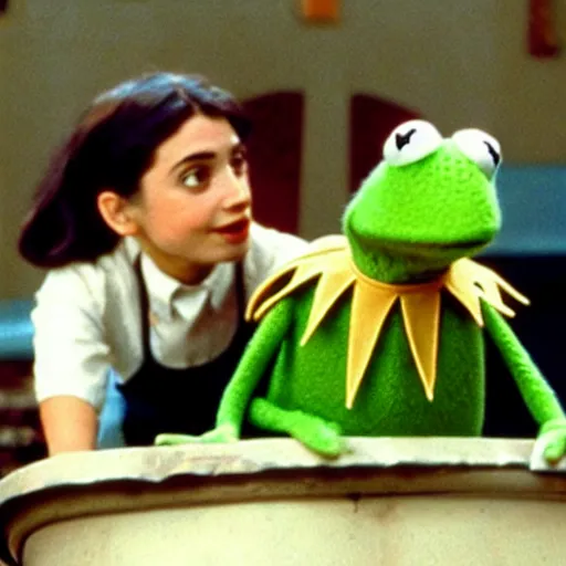 Prompt: Kermit the Frog, from Amelie (2001) movie